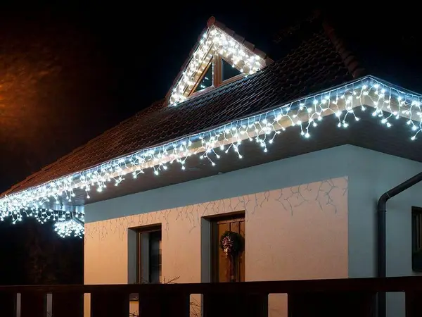 Холодний білий Новорічна святкова гірлянда бахрома 120 Led прозорий провід 3х0.5 м Dyd4141/1 фото