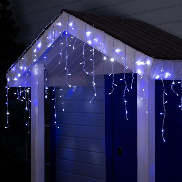 Холодний білий Новорічна святкова гірлянда бахрома 120 Led прозорий провід 3х0.5 м Dyd4141/1 фото